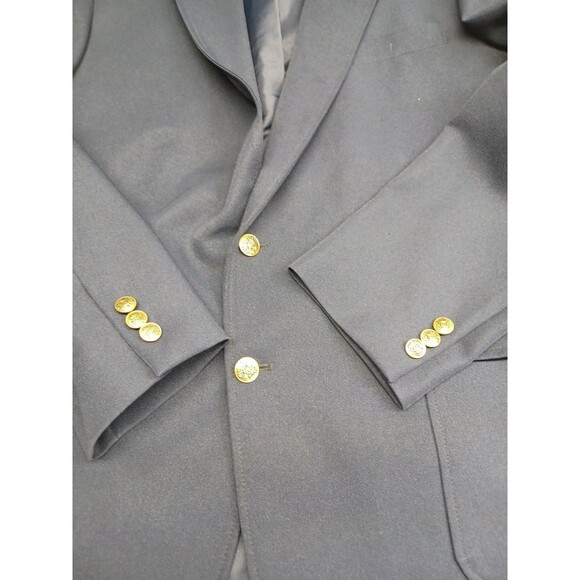 Vtg Haggar Mens Blazer Jacket Sz 42 Washable Blue 2 Gold Buttons - Picture 6 of 10